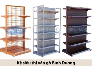 Kệ siêu thị vân gỗ Bình Dương sang trọng thiết kế đẹp