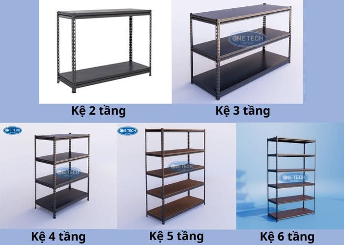 Kệ V cài thiết kế từ 2 - 6 tầng 