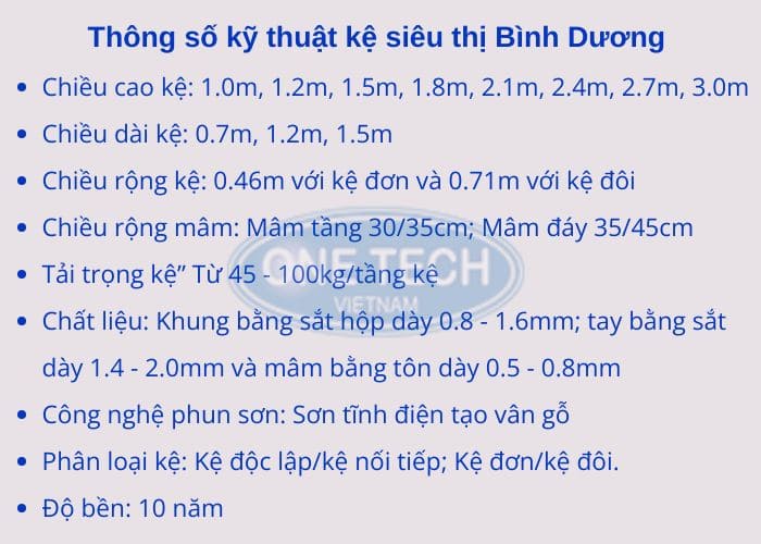 Thông số kỹ thuật của kệ siêu thị vân gỗ 